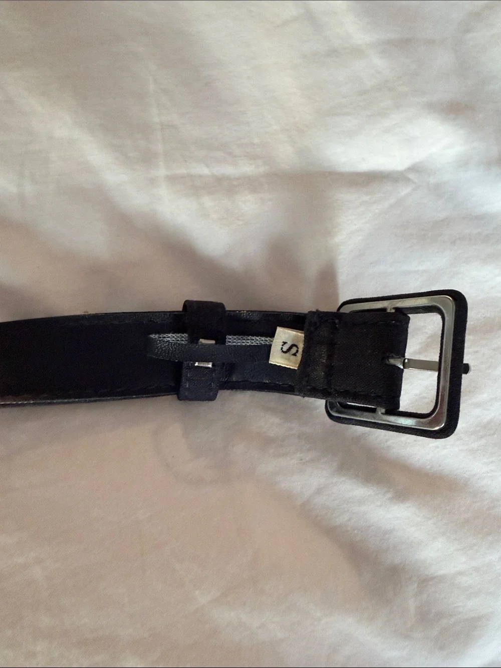 Theory Black Fabric Belt with Square Buckle